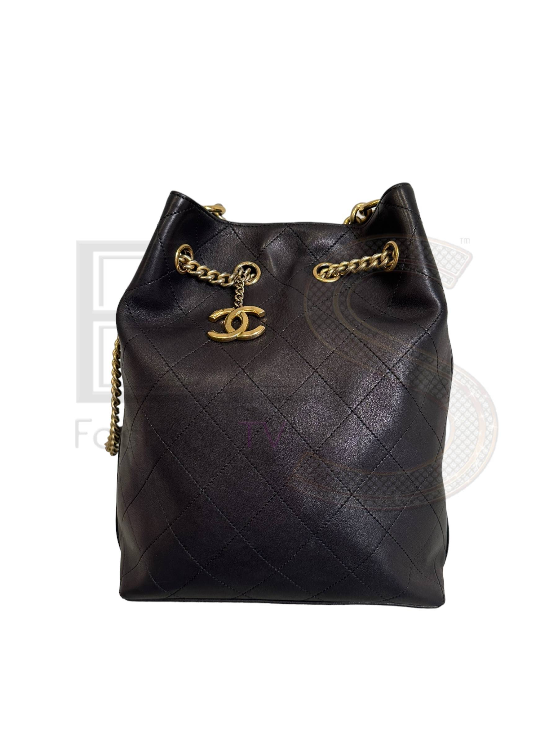 Chanel Black Quilted Bucket
