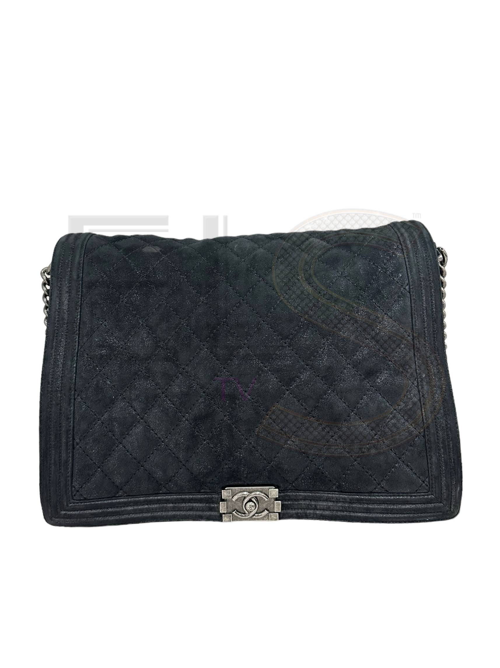 Chanel Boy Xl Suede Lurex Black ELS Fashion TV