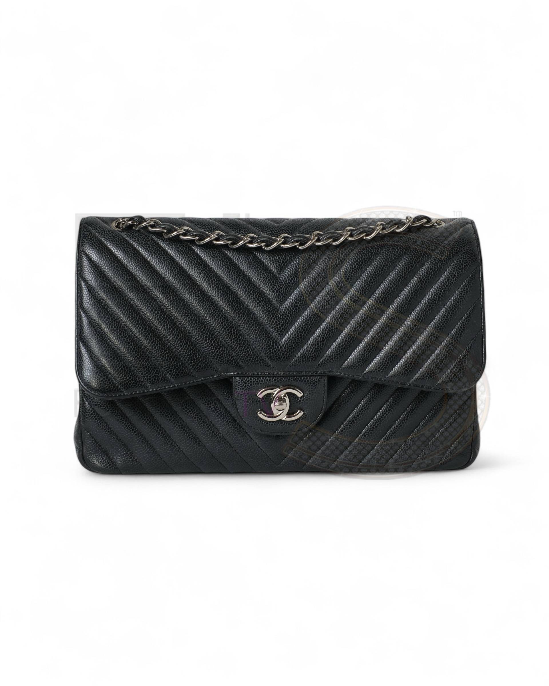 Chanel Chevron Jumbo Caviar Black