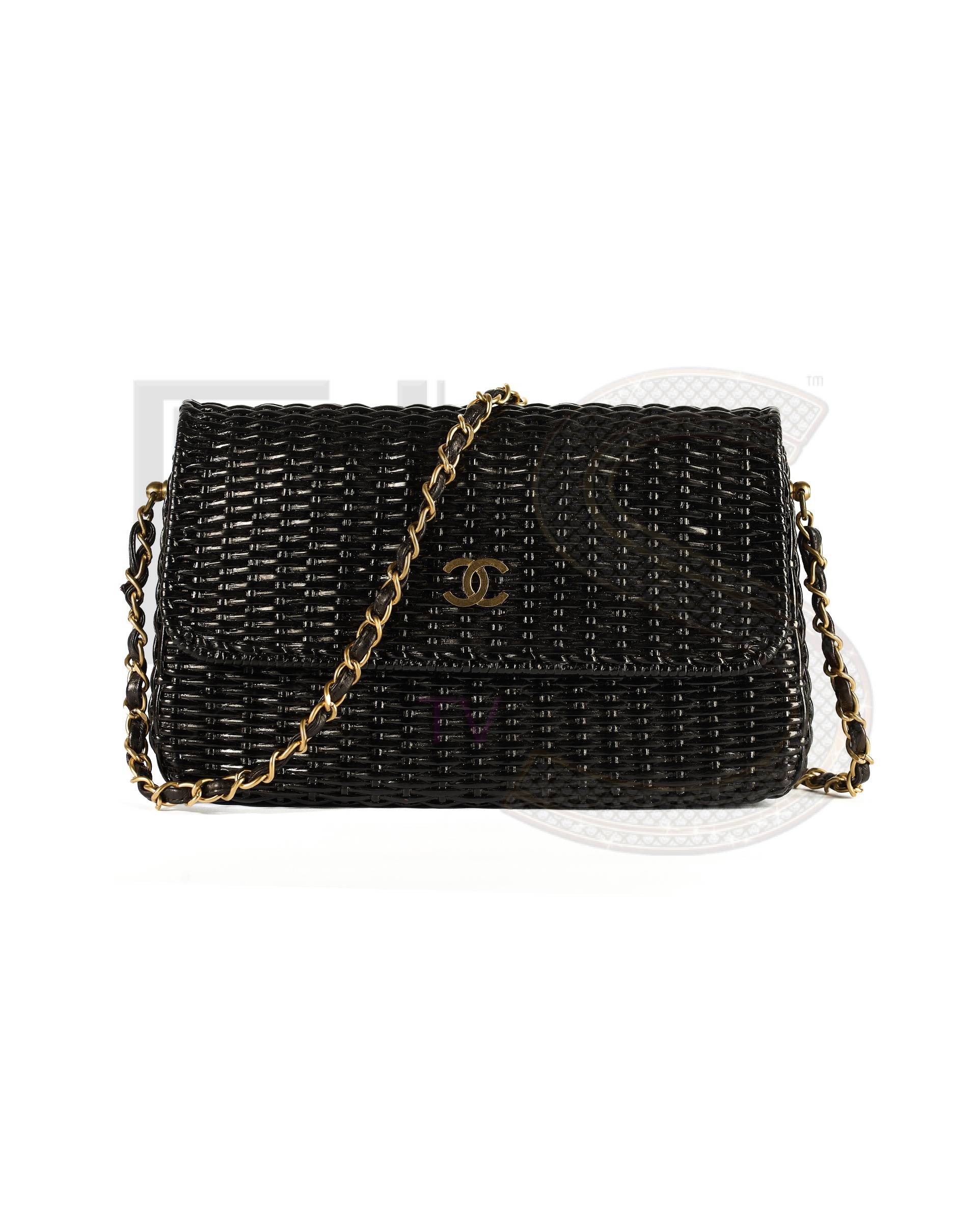 Chanel Classic Flap Cc Wicker Black ELS Fashion TV