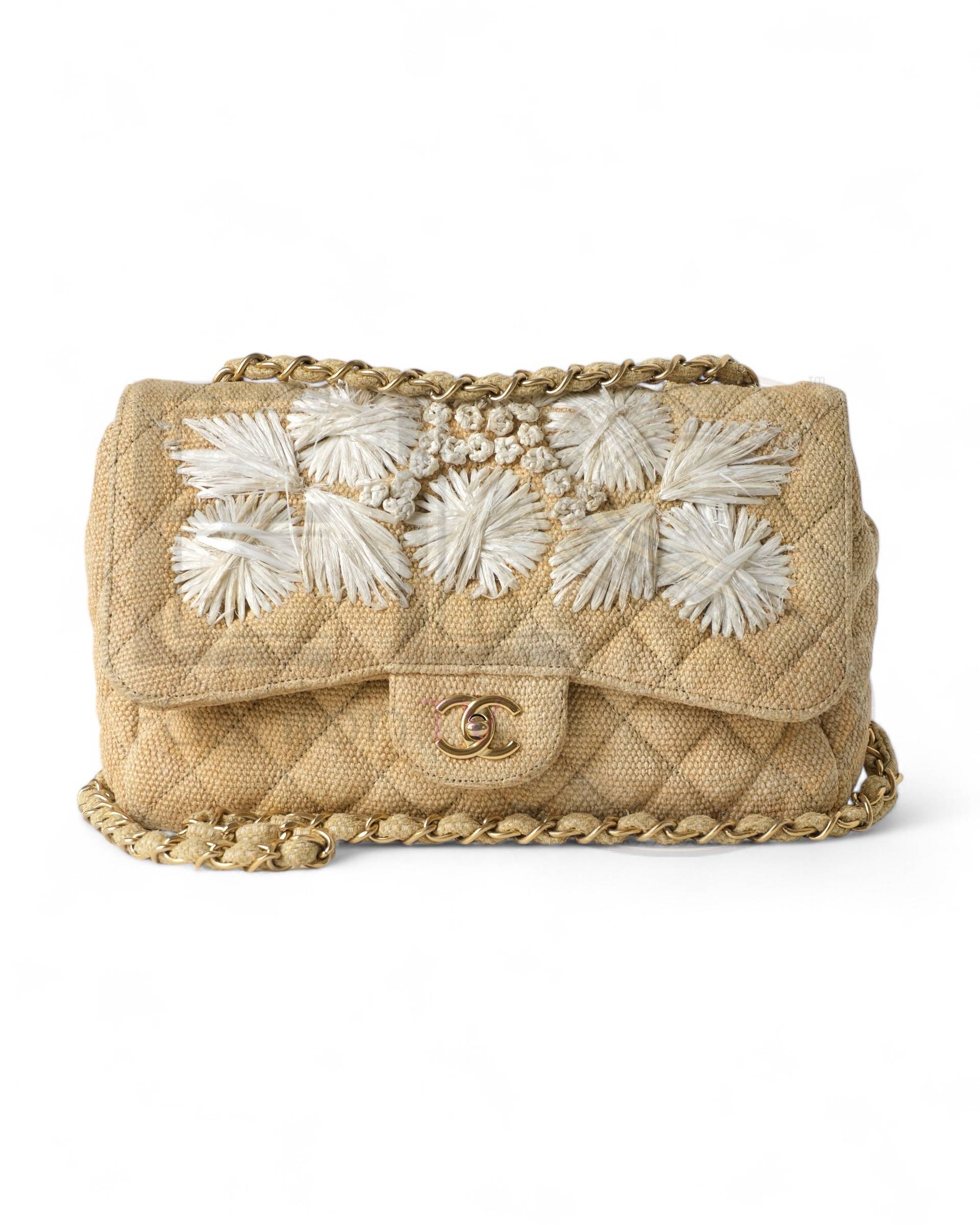 Chanel Jumbo Flap Rafia Beige ELS Fashion TV
