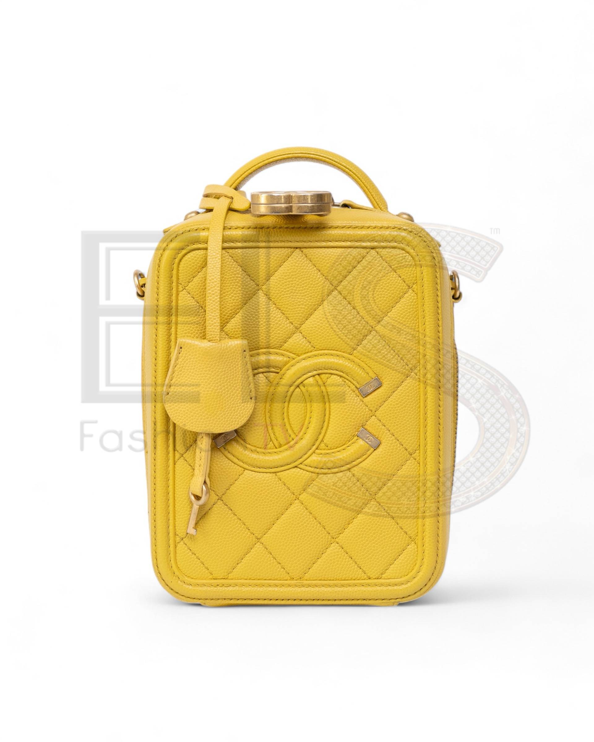 Chanel Vanity Vertical Small Caviar Yellow