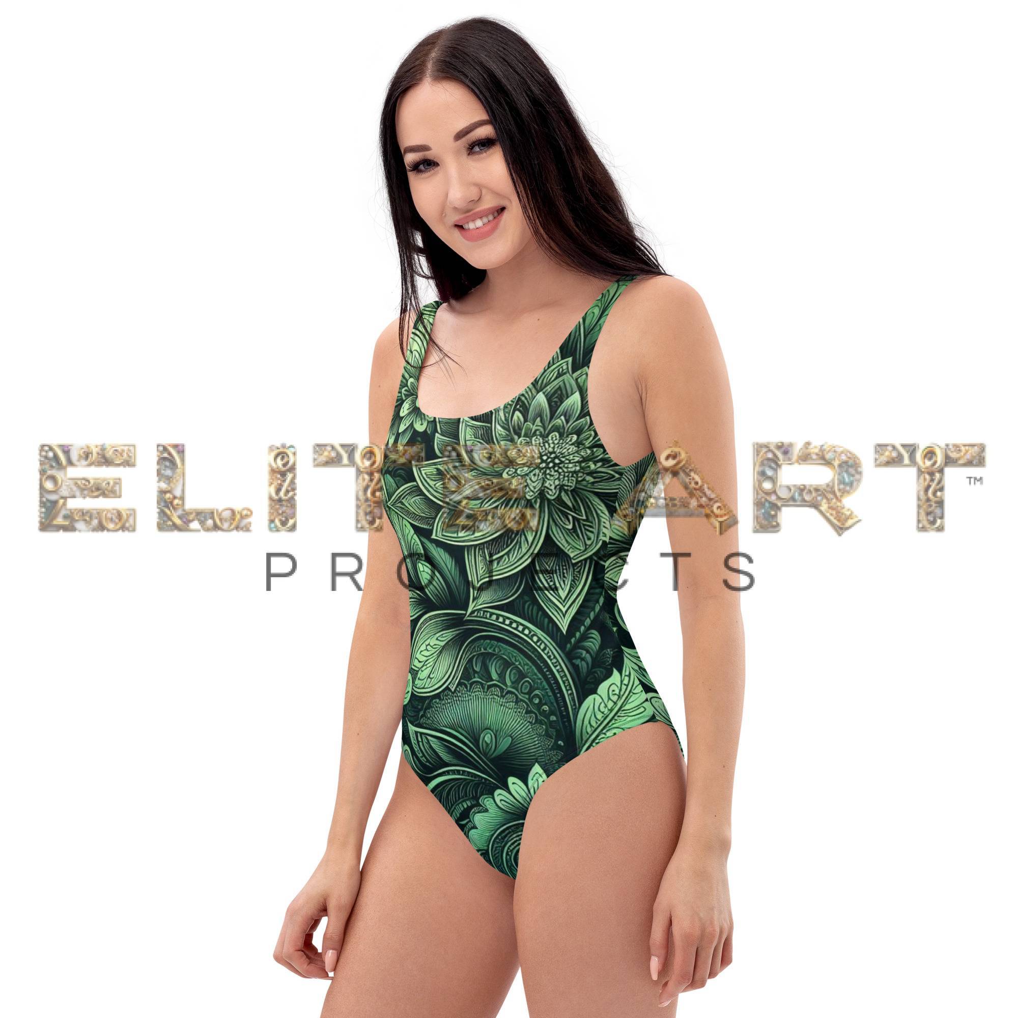 Electric Green Verdant Elegance Swimsuit - Luxury Swimwear Collection