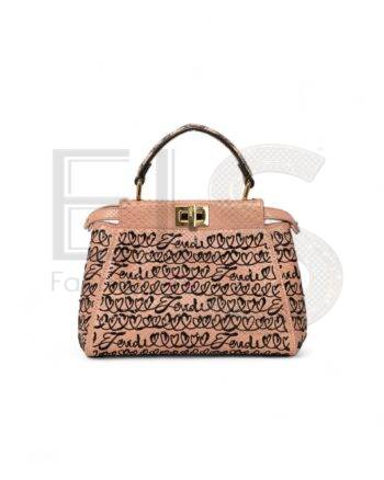 Fendi Peekaboo Mini Pink Python Embroidered ELS Fashion TV
