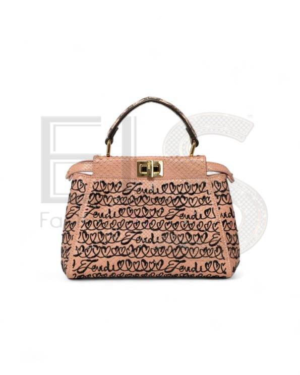 Fendi Peekaboo Mini Pink Python Embroidered ELS Fashion TV