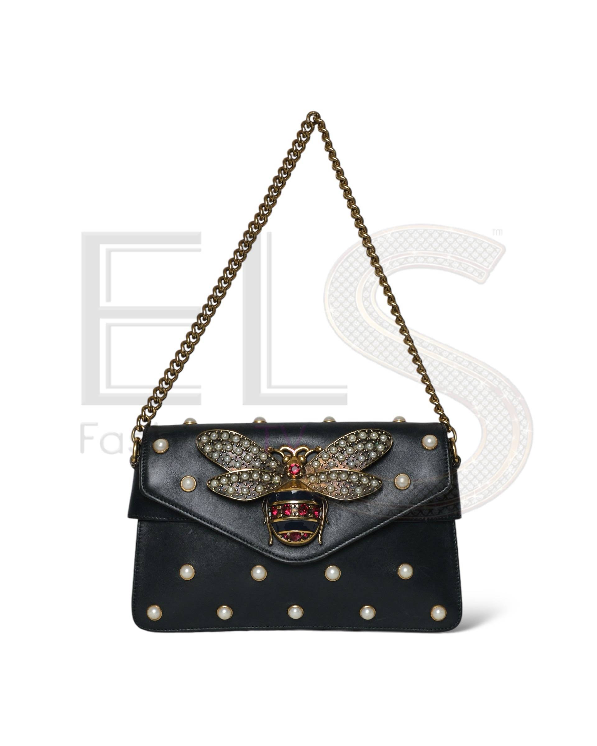 Gucci Bee Bag Broadway Pearl Black