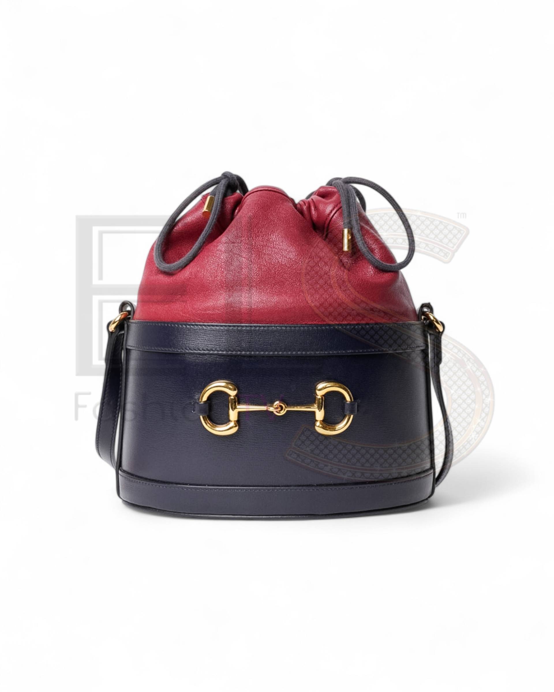Gucci Horsebit 1955 Medium Blue Bucket Bag ELS Fashion TV