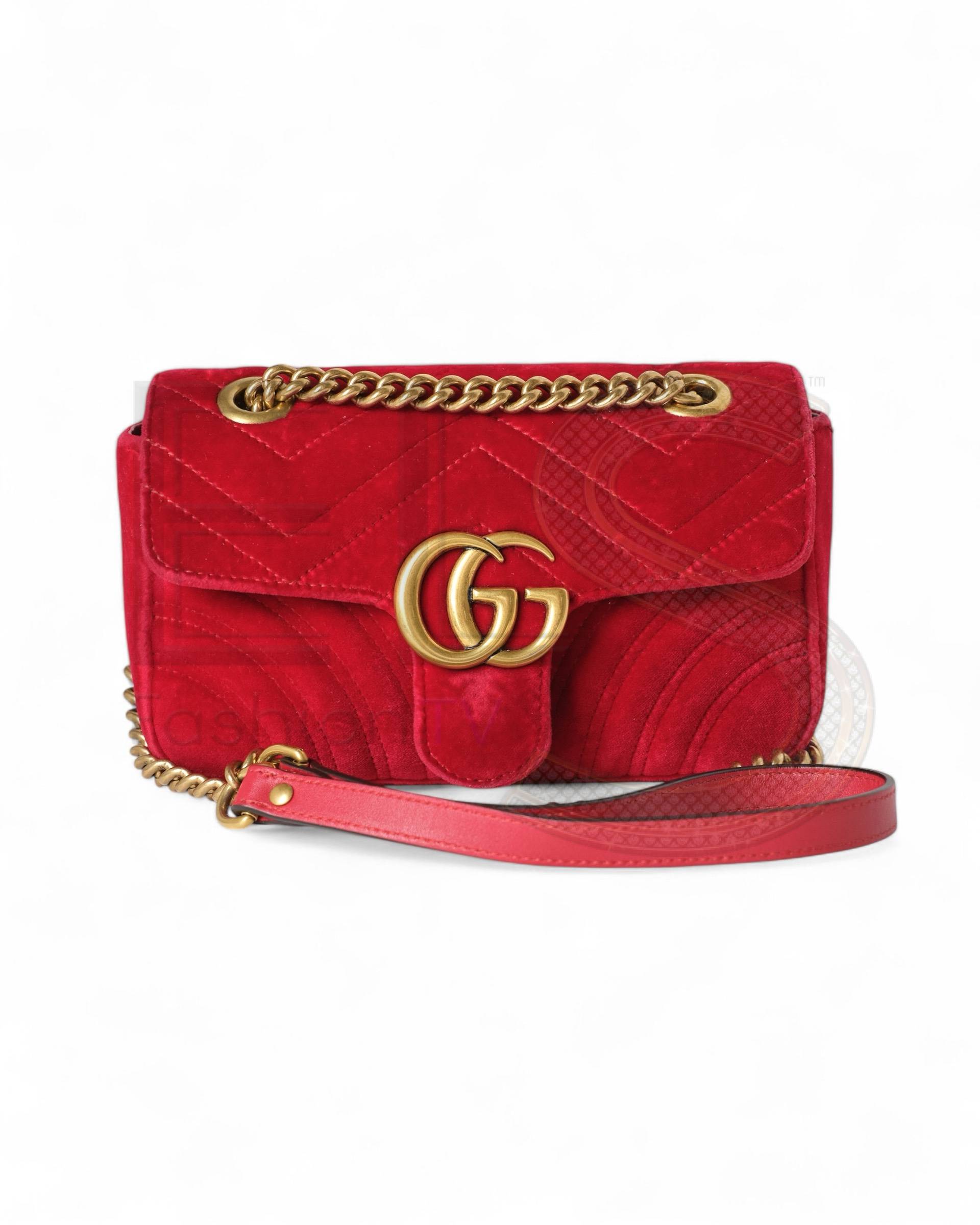 Gucci Marmont 22 Gg Velvet Red ELS Fashion TV