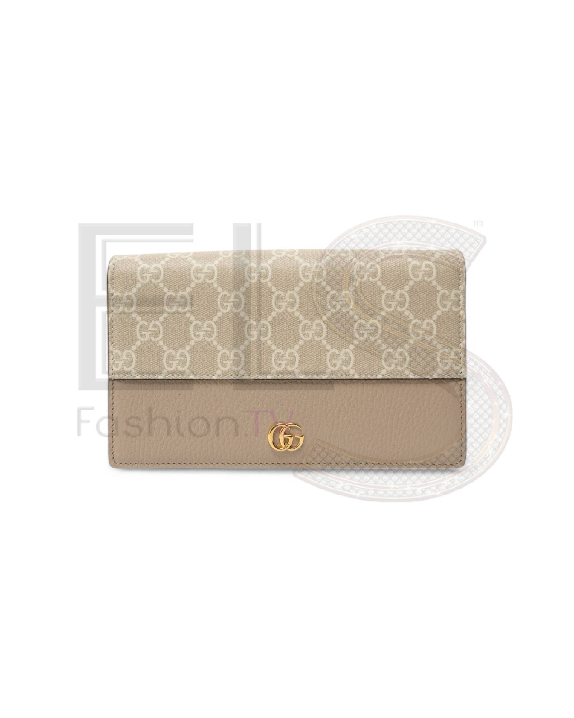 Gucci Wallet On Chain Marmont Gg Beige ELS Fashion TV