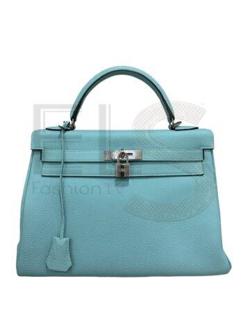 Hermès Kelly 32 Clemence Blue Atoll ELS Fashion TV