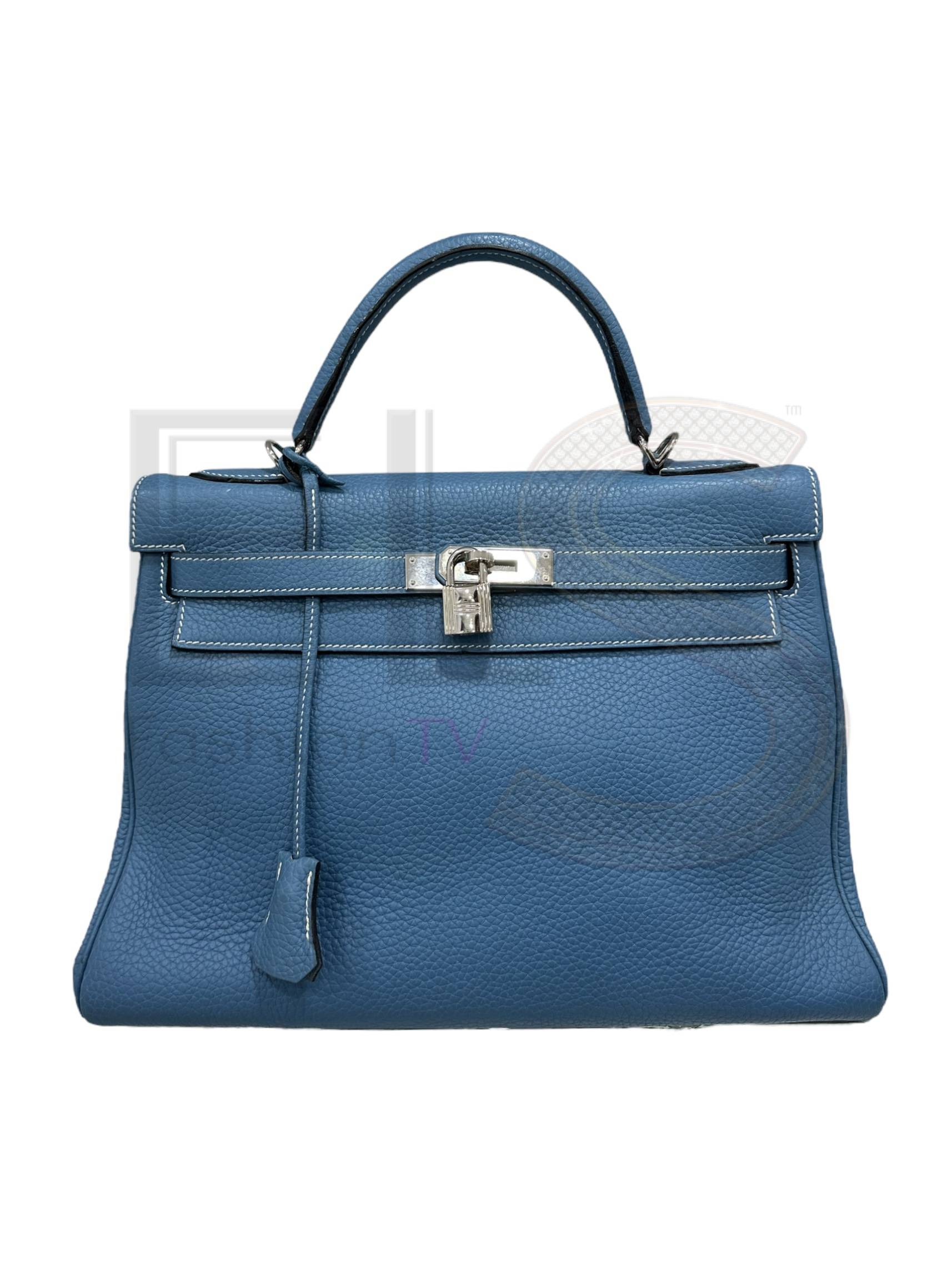 Hermès Kelly 32 Clemence Blue Izmir ELS Fashion TV