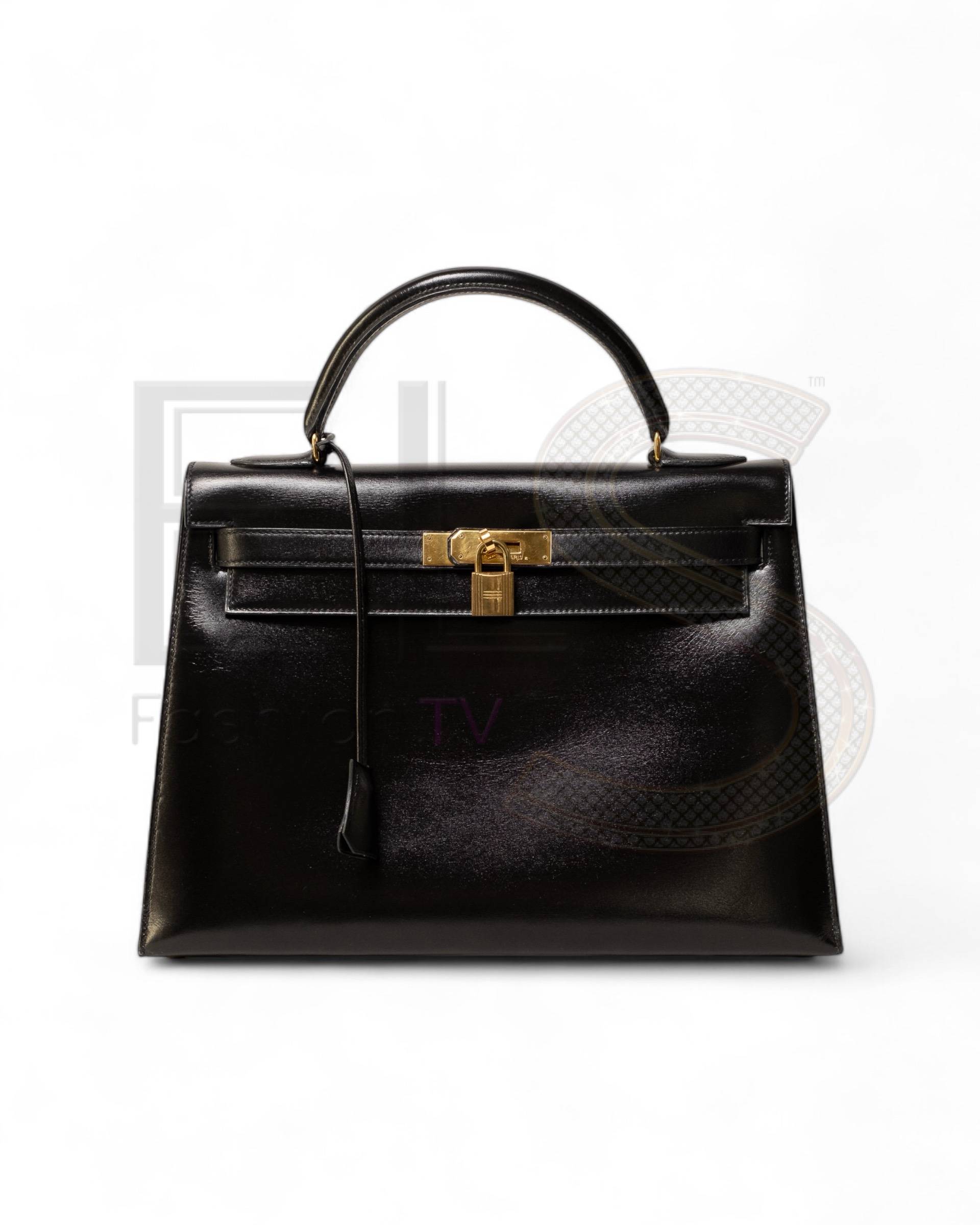 Hermès Kelly 32 Sellier Box Noire ELS Fashion TV