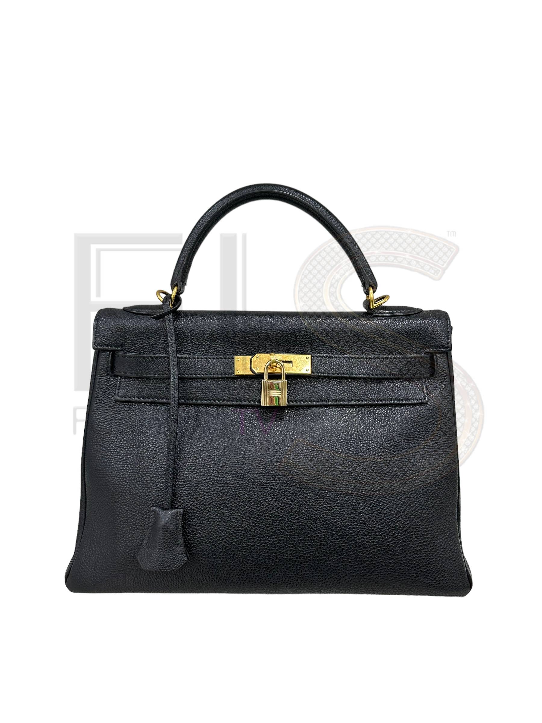 Hermès Kelly 32 Veau Grain Lisse Noir