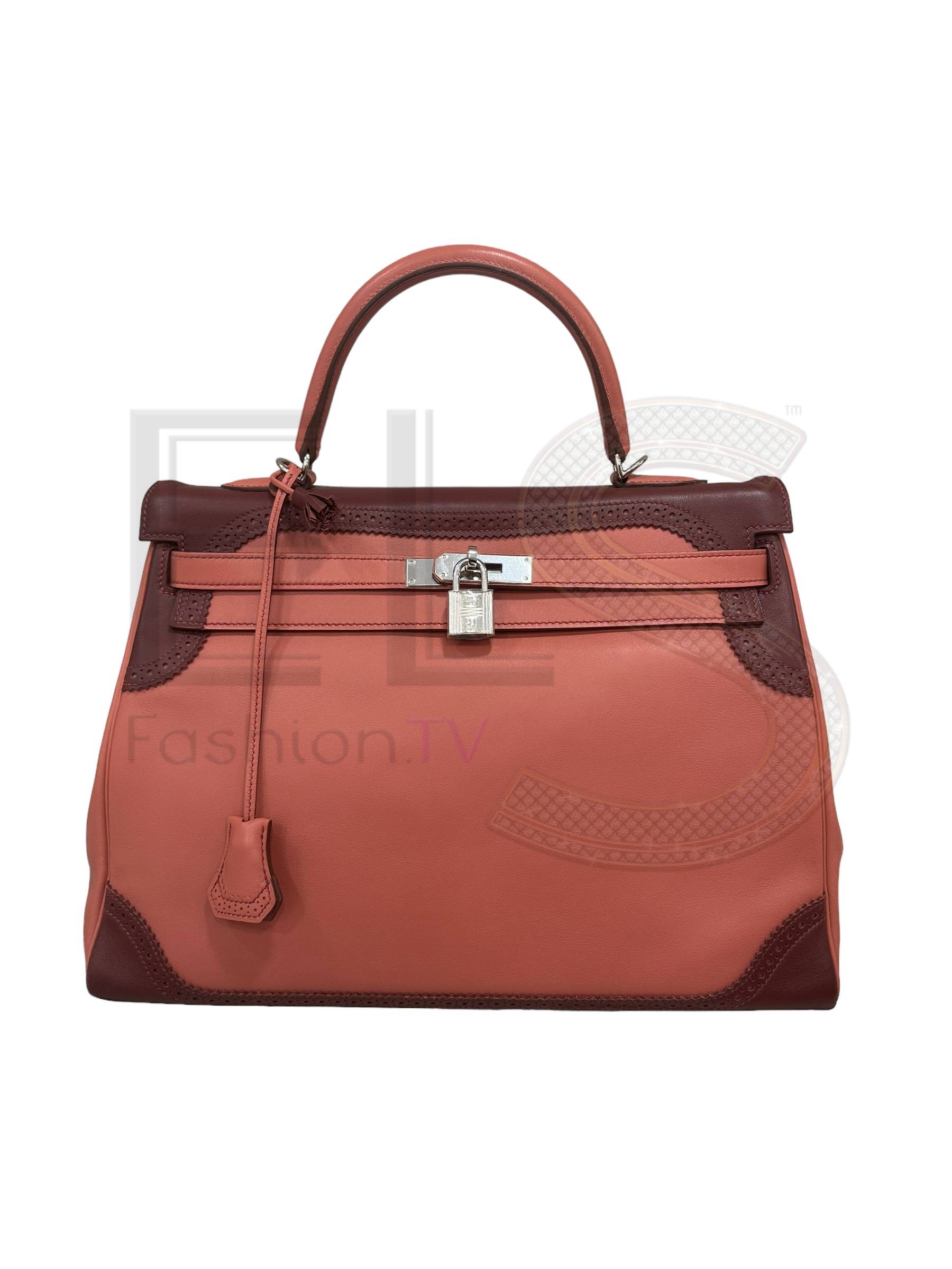 Hermès Kelly 35 Ghillies Evercalf Rose Texas/Rouge H