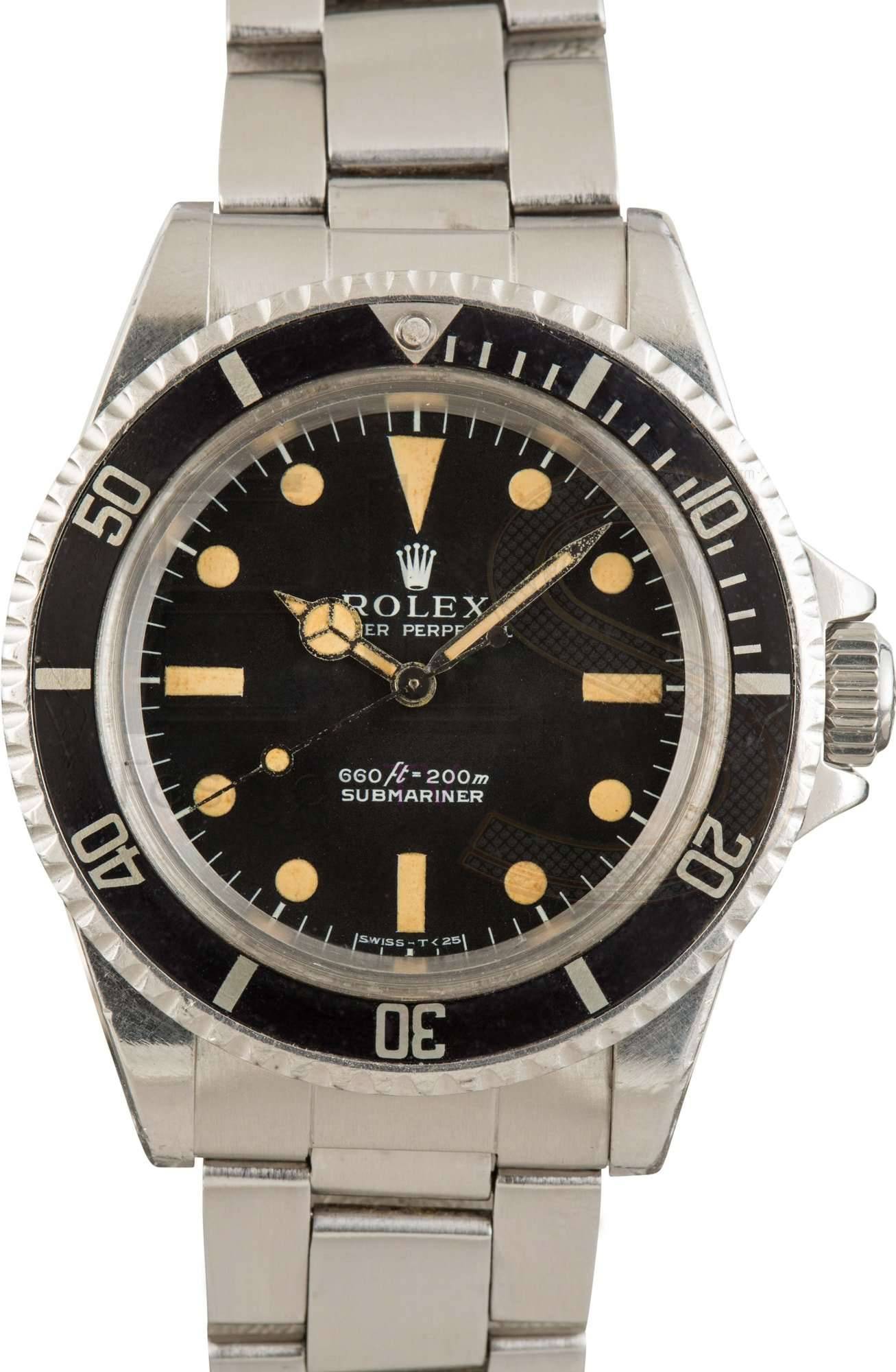 Mens Vintage Rolex Submariner 5513 Stainless Steel