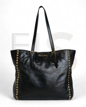 Miu Miu Shopper Vertical Mm Studs Black ELS Fashion TV