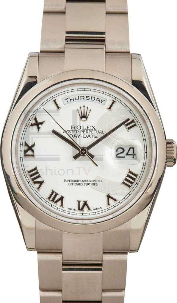 Pre Owned Rolex Day-Date 118209 18k White Gold ELS Fashion TV