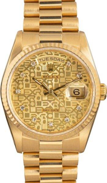 Rolex President Gold Day-Date 18238 Diamond Dial ELS Fashion TV