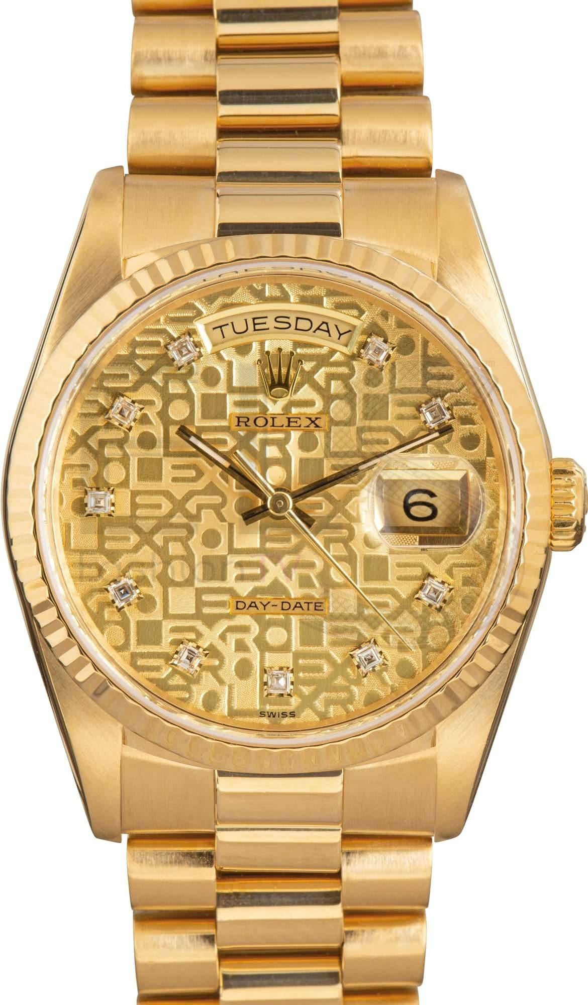 Rolex President Gold Day-Date 18238 Diamond Dial ELS Fashion TV