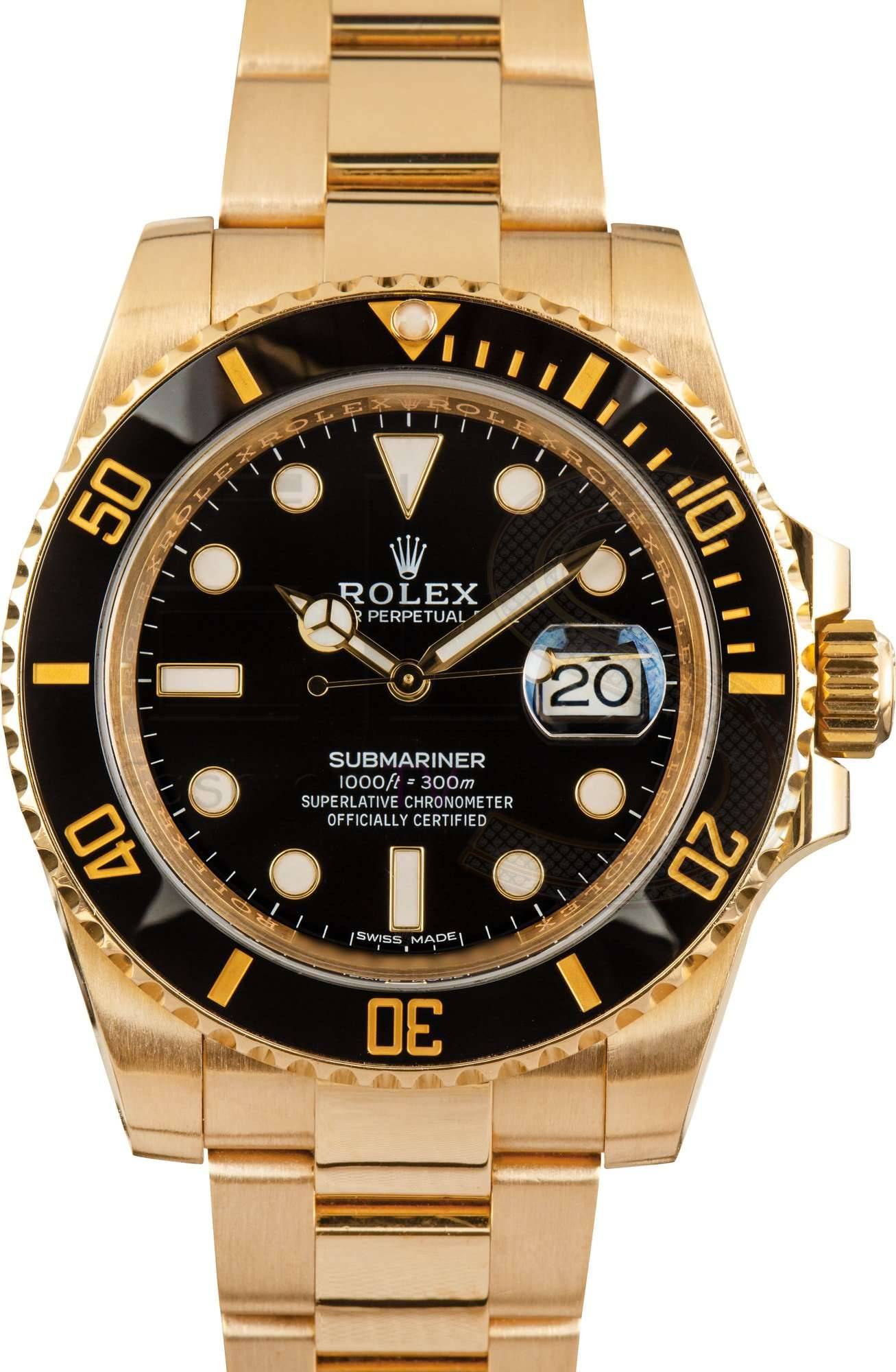 Rolex Submariner 116618 18k Yellow Gold Black Dial ELS Fashion TV