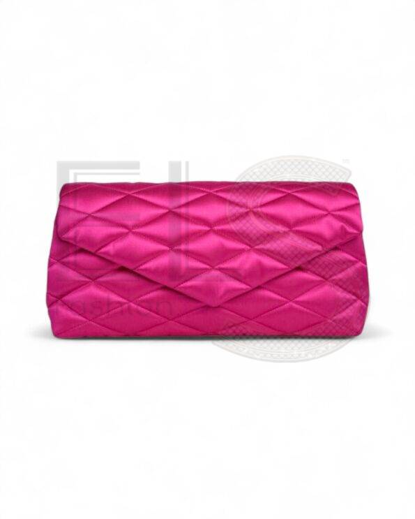 Saint Laurent Pochette Xl Puffer Satin Fuchsia ELS Fashion TV
