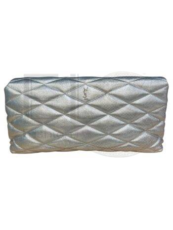 Saint Laurent Xl Puffer Clutch Laminated Silver ELS Fashion TV