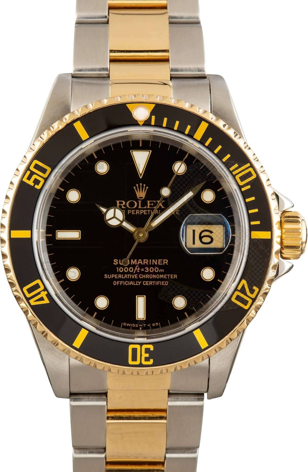 Two Tone Rolex Submariner Black 16613