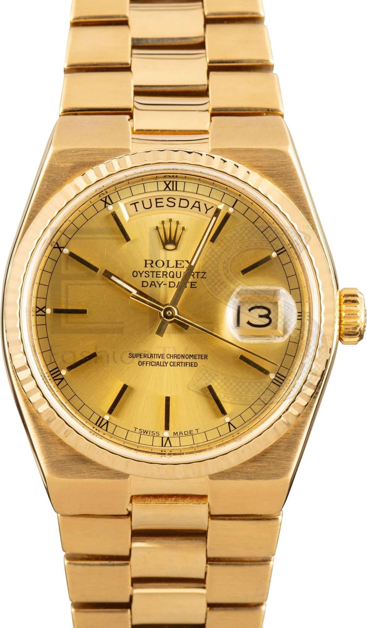 Used Rolex Day-Date OysterQuartz 19018 Yellow Gold